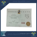Certificado de papel de segurança de gravação